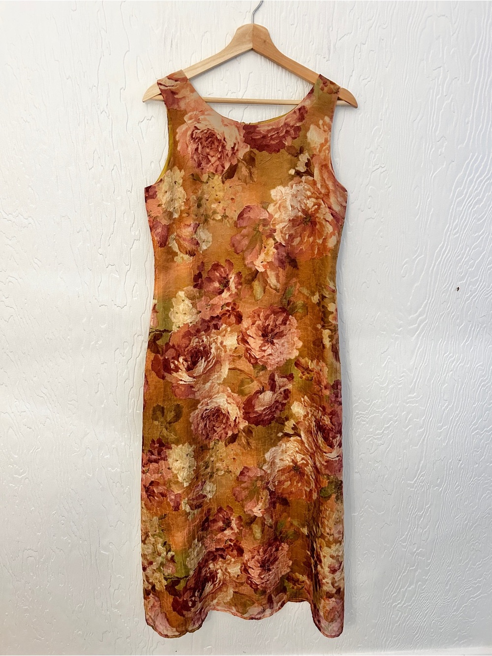VINTAGE 90s Laura Floral Maxi Dress Size 8 Rose Textured Sheer Party Wedding